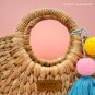 Handmade Water Hyacinth Bag With Free Pompom, Handwoven Straw Bag, Boho Bohemian Bag, Top handle Bag
