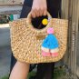 Handmade Water Hyacinth Bag With Free Pompom, Handwoven Straw Bag, Boho Bohemian Bag, Top handle Bag