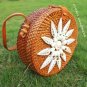 Shell Round Handwoven, Brown Handwoven Round Rattan Bag Bali, Eco Friendly Bag, Natural Bag.