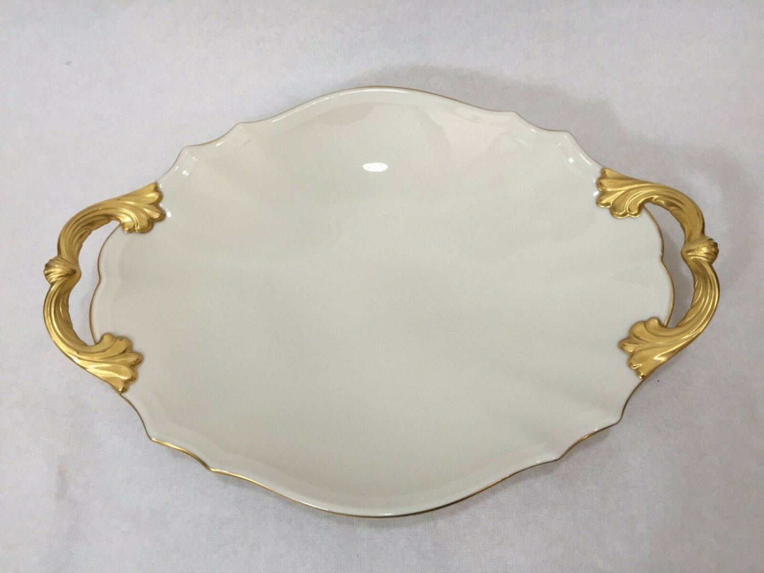 Vintage Lenox Valencia Oval Serving Platter, 24k Gold Trim and Handles