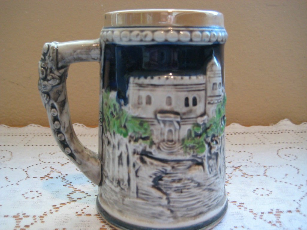 Vintage Hand Painted Japanese Beer Mug Stein, Made In Japan