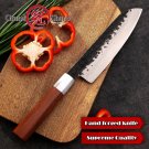 Hand forged Santoku Knife 7 inch High Carbon Steel Chef Kitchen Knives Slicing