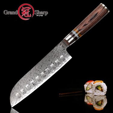 7 Inch Santoku Knife vg10 Japanese Damascus Steel Professional Kitchen Knives
