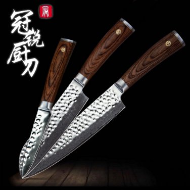 3 pcs Knife Set Damascus Kitchen Knives Chef Santoku Paring Knife Japanese vg10