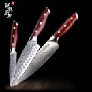 knife Set 3 Pcs Chef Santoku Knife Japanese Damascus Steel Kitchen Knives Sheath