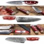 knife Set 3 Pcs Chef Santoku Knife Japanese Damascus Steel Kitchen Knives Sheath