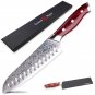 knife Set 3 Pcs Chef Santoku Knife Japanese Damascus Steel Kitchen Knives Sheath