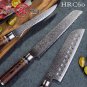 3 pcs Chef Knife Set vg10 Japanese Damascus Steel Santoku Bread Boning Knife