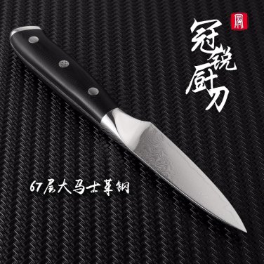 3.5 Inch Paring Knife Damascus Steel Mosaic Rivet G10 Handle Peeling Fruit Chef