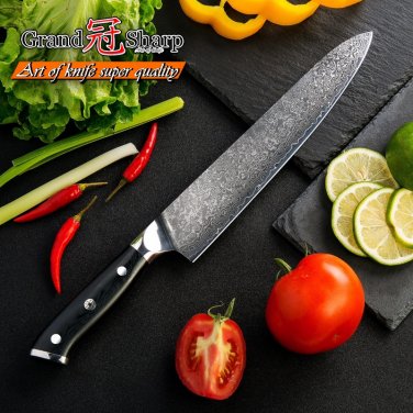 9.5 Inch Chef Knife Damascus Japanese Stainless Steel VG10 Kitchen Knives Gyuto