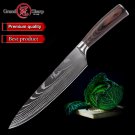 Chef knife high carbon stainless steel sanding laser Damascus pattern