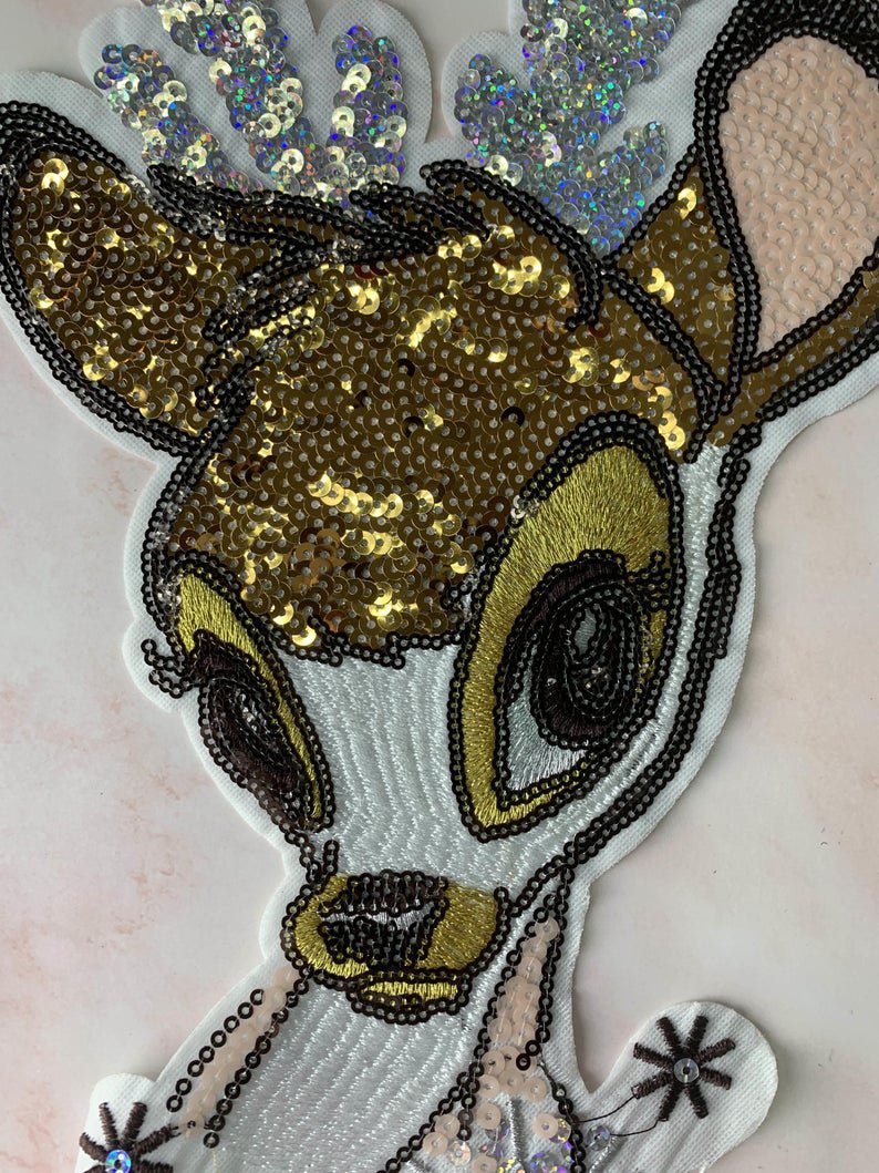 Large Christmas deer patch  sequin  costume decoration applique patch