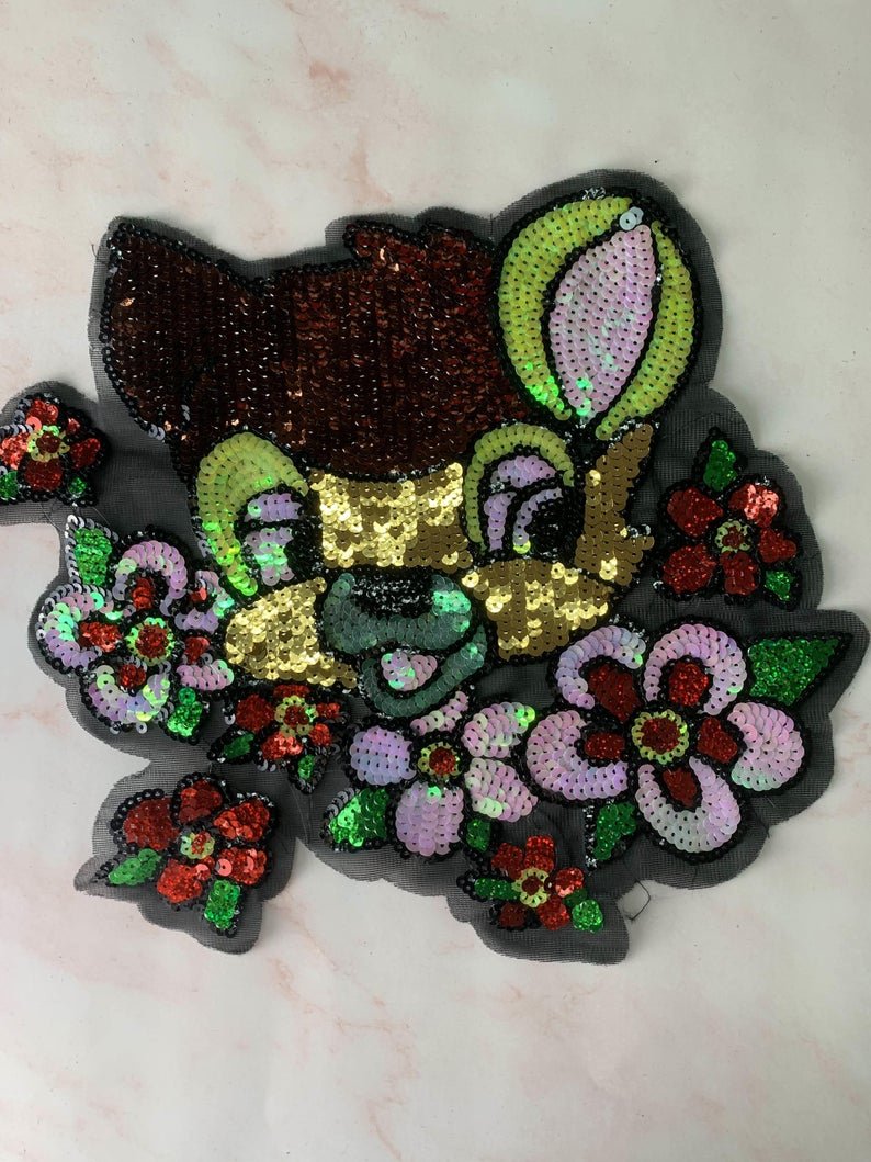 Large fox flower sequin patch sequined fox patch T-shirt jeans dress decorative applique