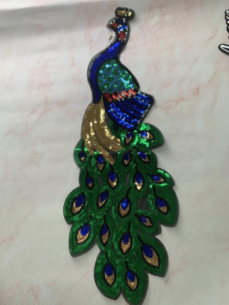 Peacock sequin patch retro flower sequin patch T-shirt jeans dress decoration decal