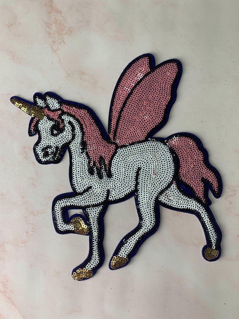 Large sequined unicorn patch, sequin letter patch jacket supplies, t-shirt