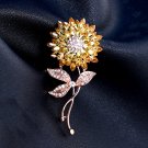 Fashion crystal sunflower brooch women's alloy diamond-encrusted jewelry brooch pin