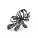 Black Flower Brooches for Women Vintage Antique Silver Brooch Pin Elegant Exquisite Broches
