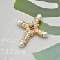 new arrival pearl rhinestone baroque cross brooch women and men unisex brooches pin
