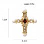 new arrival pearl rhinestone baroque cross brooch women and men unisex brooches pin