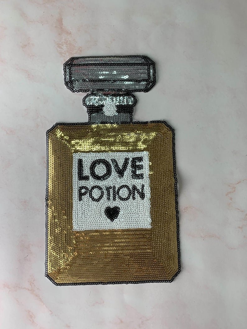 Brown letter sequin bottle patch, sequin patch, sequin letter patch jacket supplies