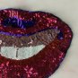 Cartoon red mouth sequin patch, sequin letter patch jacket supplies, t-shirt