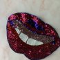 Cartoon red mouth sequin patch, sequin letter patch jacket supplies, t-shirt
