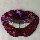 Cartoon red mouth sequin patch, sequin letter patch jacket supplies, t-shirt