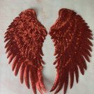 pair of red wings sequin patches, sequin letter patch jacket supplies, t-shirt
