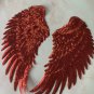 pair of red wings sequin patches, sequin letter patch jacket supplies, t-shirt