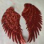 pair of red wings sequin patches, sequin letter patch jacket supplies, t-shirt