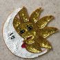Set of 2 Eclipse sequin patch, Sun and Moon sequin patch, Gold sun patch