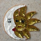 Set of 2 Eclipse sequin patch, Sun and Moon sequin patch, Gold sun patch