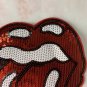 Red mouth tongue sequin patch, sequin letter patch jacket supplies, t-shirt