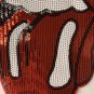 Red mouth tongue sequin patch, sequin letter patch jacket supplies, t-shirt