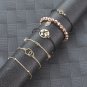 Fashion new geometric pattern world map love champagne gold beaded simple 6 piece set bracelet