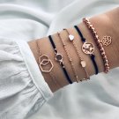 Fashion new geometric pattern world map love champagne gold beaded simple 6 piece set bracelet