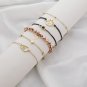 Fashion new geometric pattern world map love champagne gold beaded simple 6 piece set bracelet