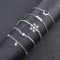 New trend snowflake opal five-pointed star crescent round bracelet five-piece jewelry set