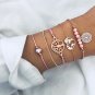 Tree of Life Gray Pearl Love Map Beads Chain Openwork Europe and America Wind Bracelet Set