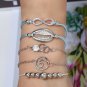 Fashion creative alloy seven silver beads wave 8 word shell five-piece ladies bracelet