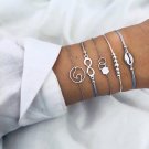 Fashion creative alloy seven silver beads wave 8 word shell five-piece ladies bracelet