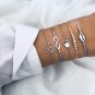 Fashion creative alloy seven silver beads wave 8 word shell five-piece ladies bracelet