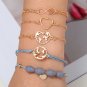 Grey Beaded Bracelet Sequined Love World Map 8 Words 5 Piece Bracelet Set