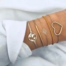 Simple hollow love rose bracelet Ming yellow soft rope world map five-piece bracelet bracelet