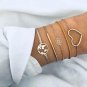 Simple hollow love rose bracelet Ming yellow soft rope world map five-piece bracelet bracelet