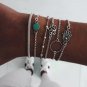 Simple beaded lotus world map palm circle set with turquoise bracelet set