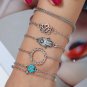 Simple beaded lotus world map palm circle set with turquoise bracelet set
