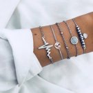Simple ECG Black Beads Map Beads Chain Round Stone Bracelet Set Ladies Bracelet