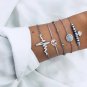 Simple ECG Black Beads Map Beads Chain Round Stone Bracelet Set Ladies Bracelet