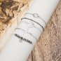 Simple ECG Black Beads Map Beads Chain Round Stone Bracelet Set Ladies Bracelet
